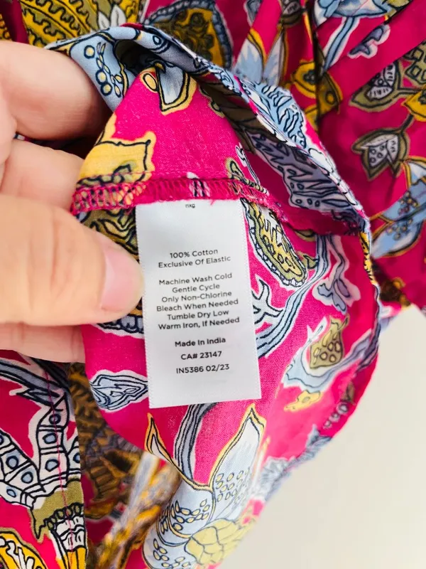 Talbots Sz L Pink Pleated Sleeve Top - Lively Floral Button Down - Image 9