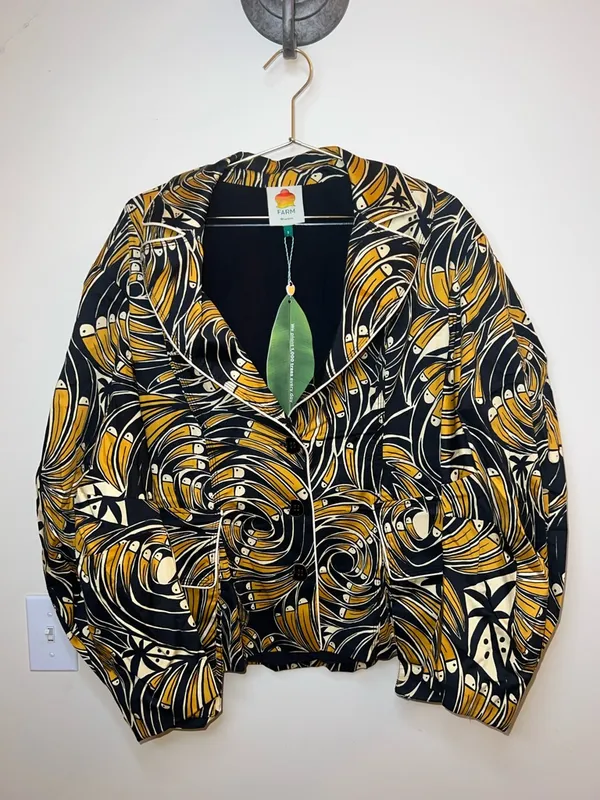 Farm Rio Toucan Spirals Blazer NWT Off White Tropical Print Jacket‎ S - Image 3