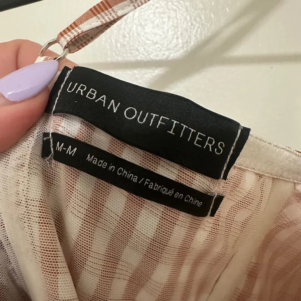 Urban Outfitters‎ | Orange White Plaid Gingham Tie Front Mini Dress, Size M - Image 5