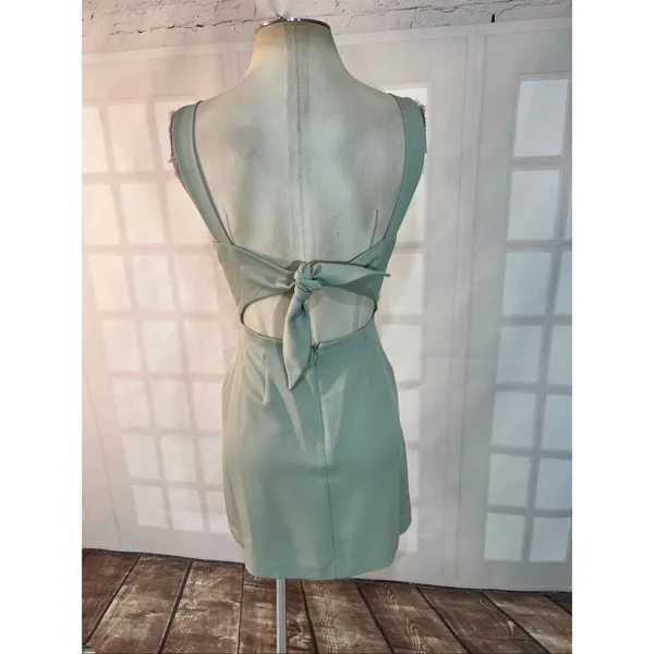 Aritzia Wilfred Cool Ice Mint Aperature Sleeveless Tie-Back Mini Dress Size 0 - Image 9