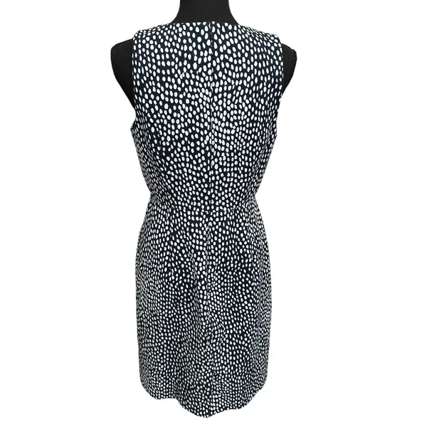 J. Crew Women's Size 8 Polka Dot Dress Black‎ & White Sleeveless Minimalist - Image 3