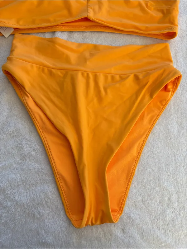 Aerie size large High-Waist Halter Bikini Set - Bright Orange - Image 2
