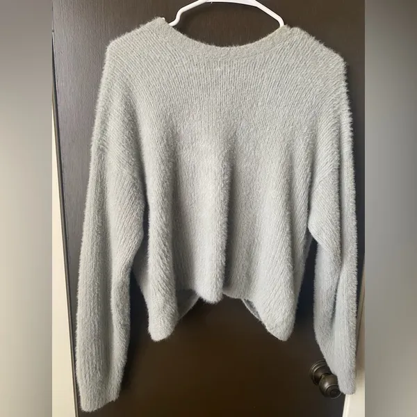 Hollister fuzzy Gray reversible twist sweater. - Image 5