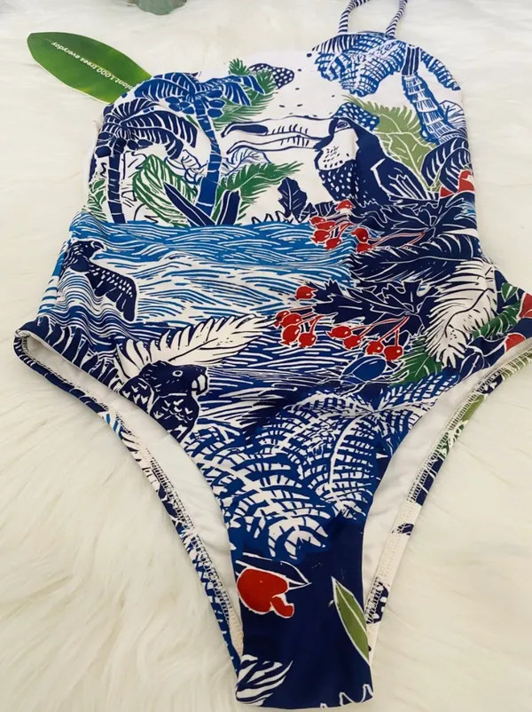 Farm Rio Tropical Print One Piece Swimsuit, Size XS - Image 8