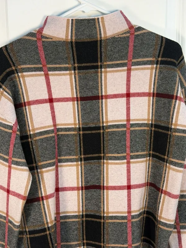 Tahari Mock Neck Plaid Sweater Size S - Image 4