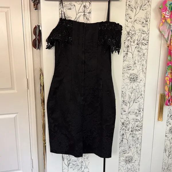 Scott McClintock vintage bedazzled jacquard goth pencil dress - Image 7