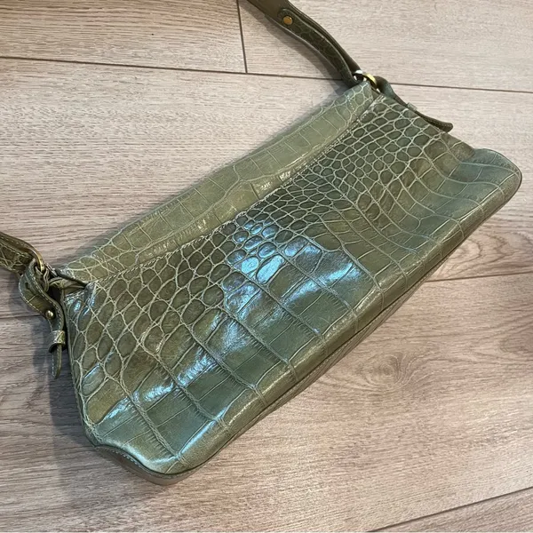 Brahmin Lime Green Snakeskin Reptile Leather Satchel Bag - Image 6