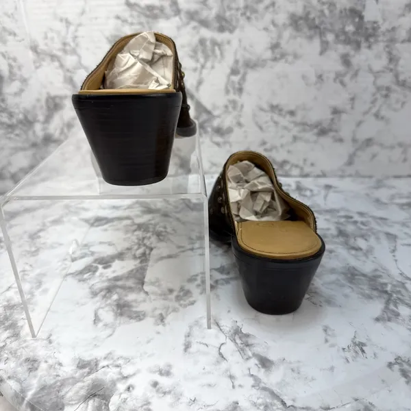 Cole Haan Western Heeled Mules Size 7 Brown Suede Turquoise Studded Butterfly - Image 7
