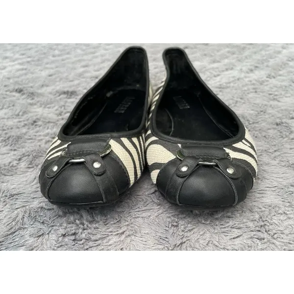 Zebra Ballet Flats Lauren Ralph Lauren Abigail II Black White Buckle Size 8B - Image 7