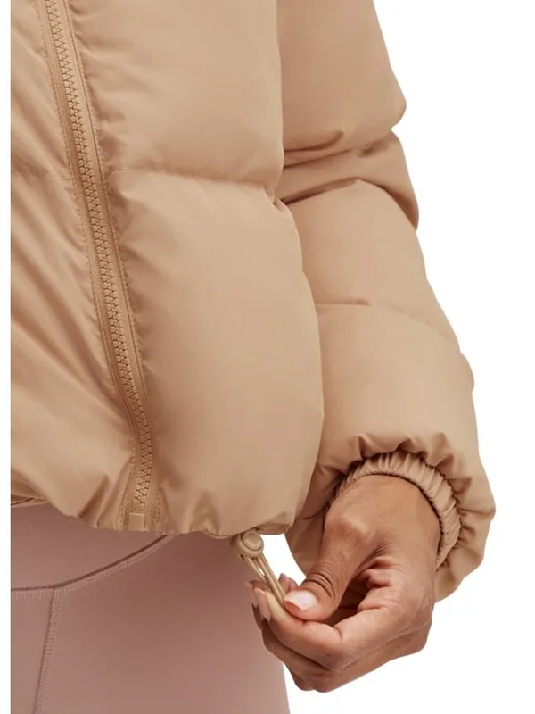 Fabletics Wander Cropped Puffer Jacket Size XL Desert - Image 3