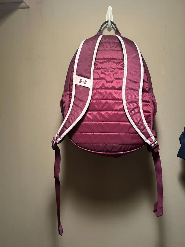 Under Armour Project Rock Brahma Backpack in maroon and pink - Image 2