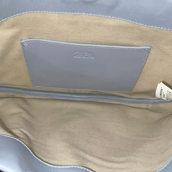 Zara Leather Crescent Crossbody Bag Limited Edition Powder Blue Classy Chic Y2K - Image 4