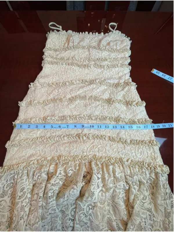 BHLDN Cream Lace Tiered Midi Dress Size M Romantic Boho Chic Wedding Guest Party - Image 12