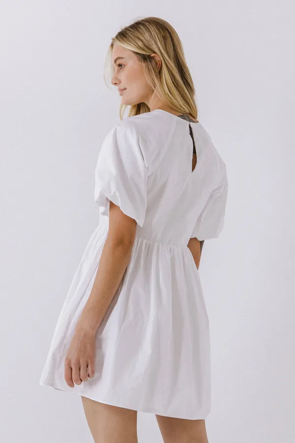 English Factory Short Balloon Sleeve Mini Dress White - Image 5