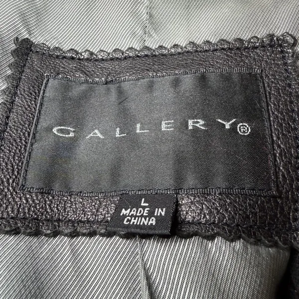 Gallery Womens Size Large Black Genuine Leather Jacket Button Front Blazer - Image 4
