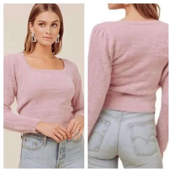 ASTR The Label Square Neck‎ Sweater XL Soft Pink - Image 2