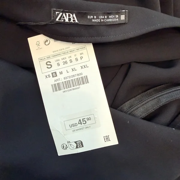 Zara Black Asymmetric Hem Midi‎ Skirt Small NWT Slit Minimalist Business Casual - Image 4