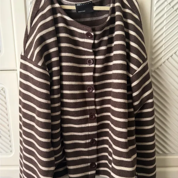 ASOS Striped Brown Button-Up Women's Top - Image 6