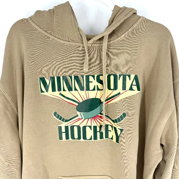 Fan‎ Girls Minnesota Hockey Hoodie Tan Size XL - Image 2