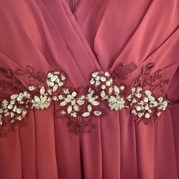 Azazie Gypsy‎ Dress Sz A2 Burgundy Maxi Formal Mother Bride Wedding Bridesmaid - Image 5