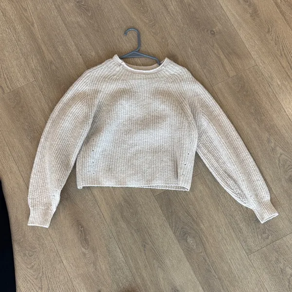 Topshop Cream Knit Sweater - Rib Puff Sleeve Sweater - Image 5