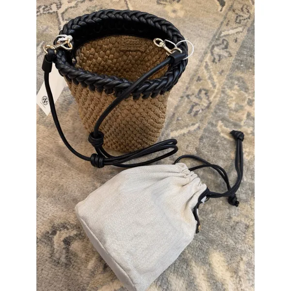 Tory Burch Emmerson Raffia Bag Cross Body Toffee Crunch NWT - Image 15