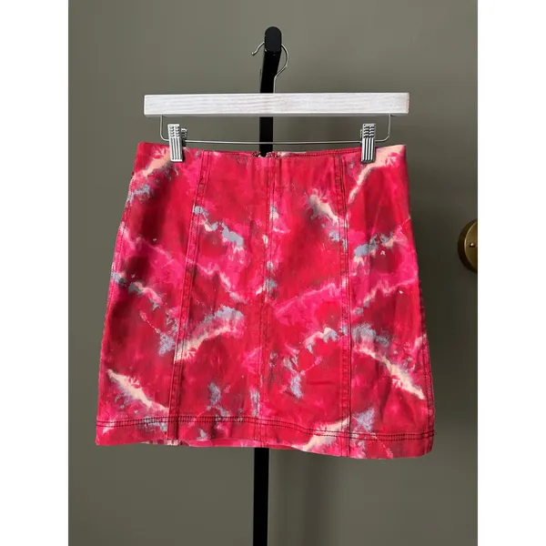 Free People Femme Denim Mini Skirt Flamingo Flame Size 8 - Image 2