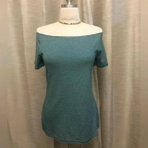 NWOT Old Navy Teal & White Striped XL Classic Shirt - Image 3