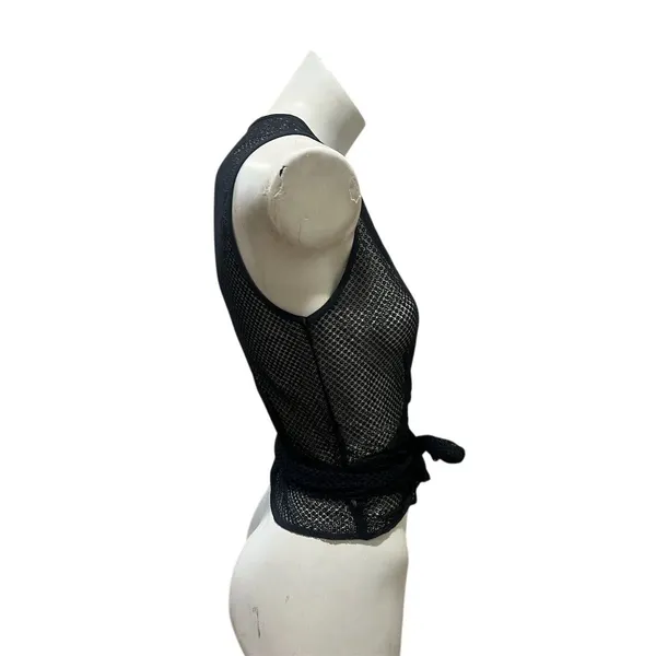 Fabletics Women's Black Mesh Tie Tank Top Size M Sleeveless Activewear - Image 6