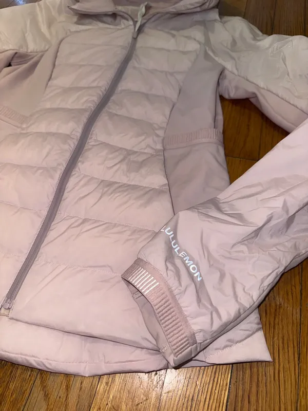 lululemon down for it all porcelain Pink Hooded Quilted Puffer Jacket goose 8 - Image 3