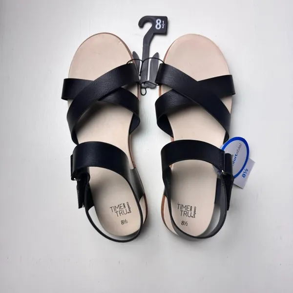 Time and Tru Adjustable Ankle Strap So Comfortable Black Sandals Sz 8.5 NWT - Image 4