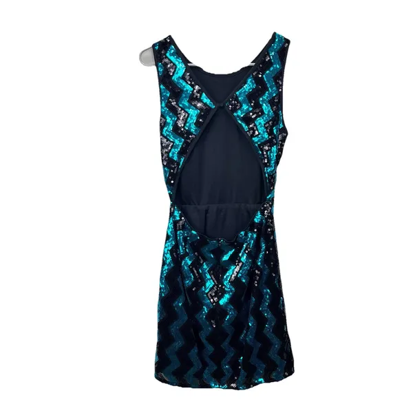 NWT Lulus Time to Dazzle Teal Sequin Backless Mini Bodycon‎ Dress Size MEDIUM - Image 7