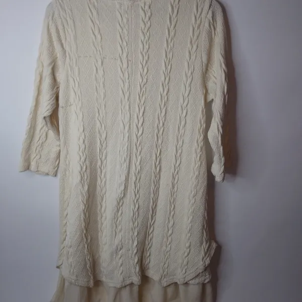 Reborn L Lagenlook Creme Vanilla Sweater Dress L - Image 2