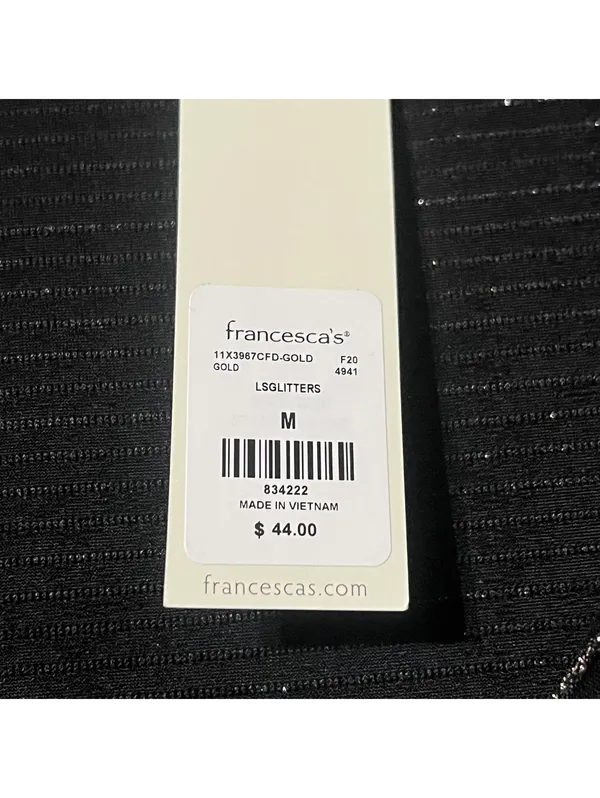 Francesca's Black Sparkle Wrap Top with Tie Waist - Medium - Image 4