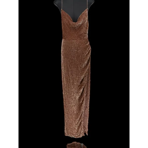 NWT Retrofête‎ Katya Sequin Gown Bronze XS Cowl Neck Maxi Dress $795 - Image 7