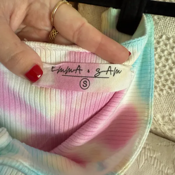 NWOT Emma & Sam from LF Cloud Pastel Multicolored Tie Dye Ribbed Tube Top - Image 3