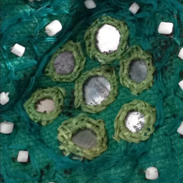 FINAL MARKDOWN MIRRORED & Beaded Drawstring Pouch Green - Image 4