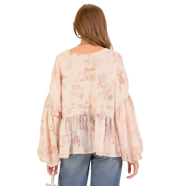 NEW With Tag Altar’d State Long Sleeve Floral Chiffon Top Blouse Shirt XS - Image 3