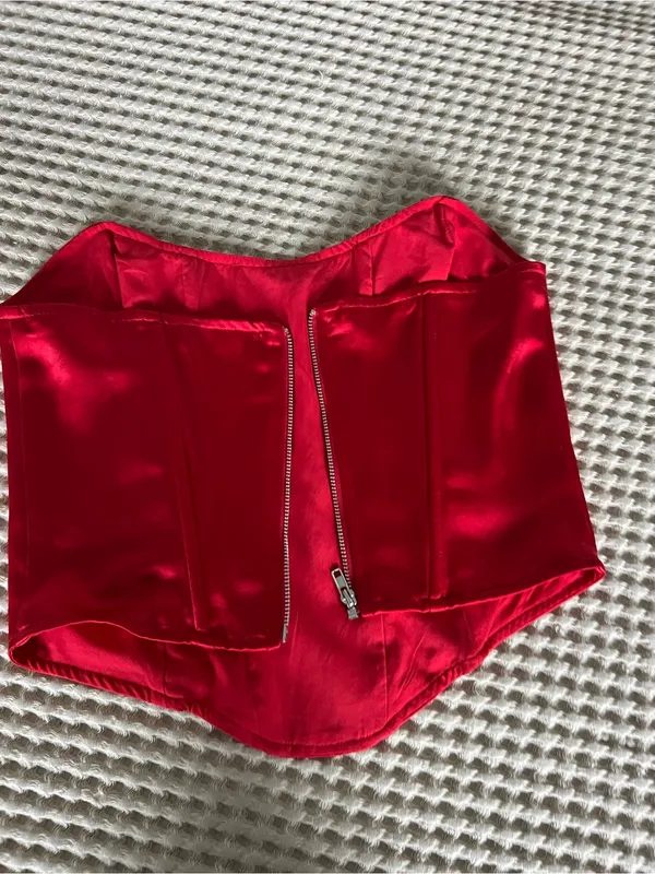 Princess Polly Red Satin Corset Crop Top - Image 2