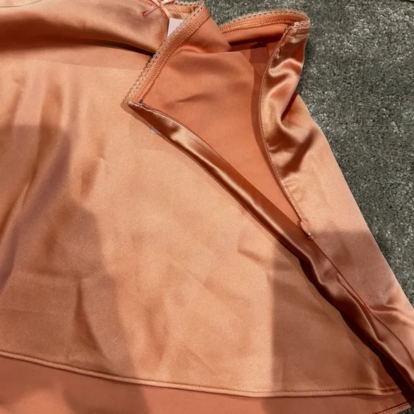 Wild Fable Pink Peach Orange Satin High-Low A-Line Mini Skirt Small NWT - Image 3