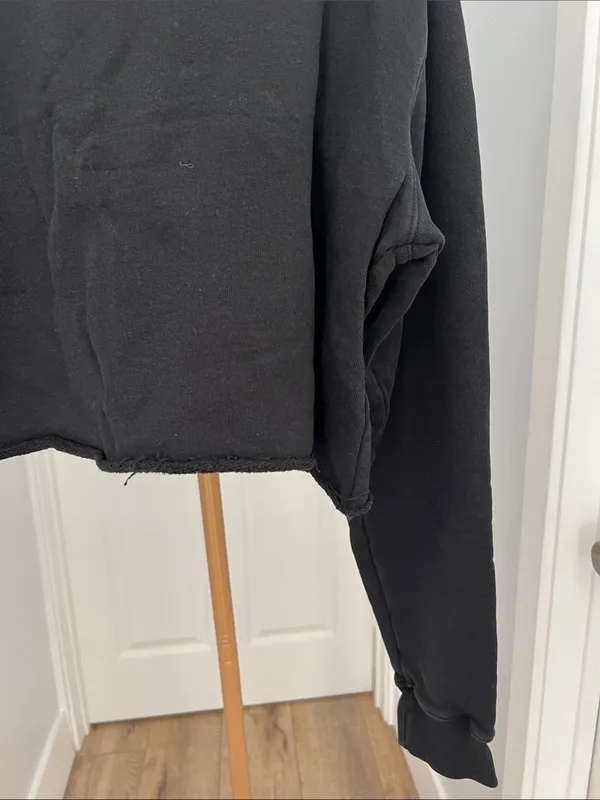 MATE the Label Black Crewneck Cropped Sweater Raw Hem Organic Cotton S - Image 3