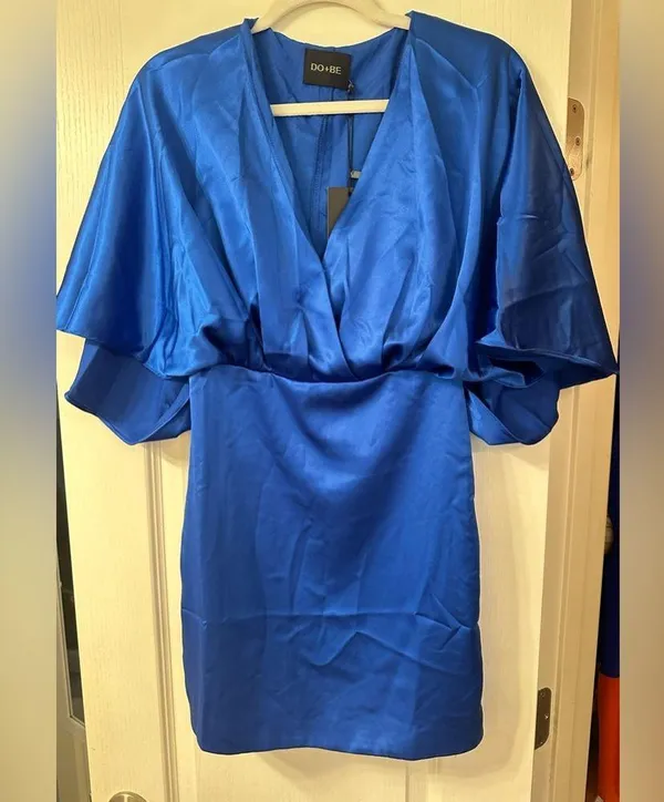 Do+Be Royal Blue Satin Kimono Sleeve Mini Dress NWT Size S - Image 6
