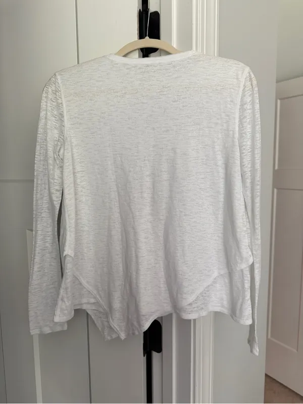 Lululemon‎ Sweetest Day Long Sleeve Burnout White asymmetrical hem top - Image 3