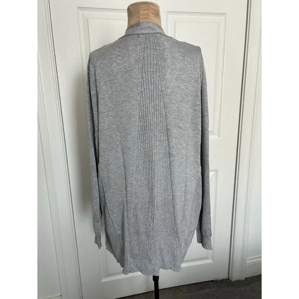 Love Ellie Stitch Fix Open Front Cardigan Sweater Gray Ribbed Details Size L - Image 3