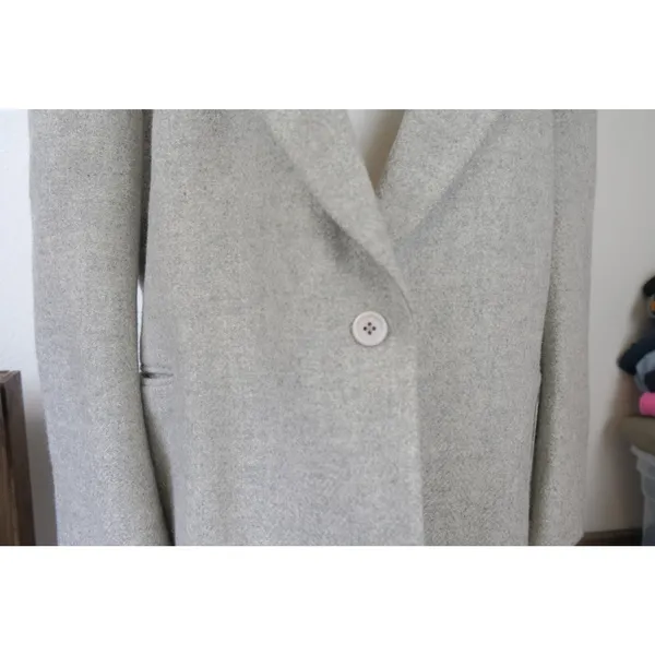 Vintage L.L. Bean Tweed Womens Wool Heavyweight Wool Tan Blazer Jacket Size 18P - Image 2