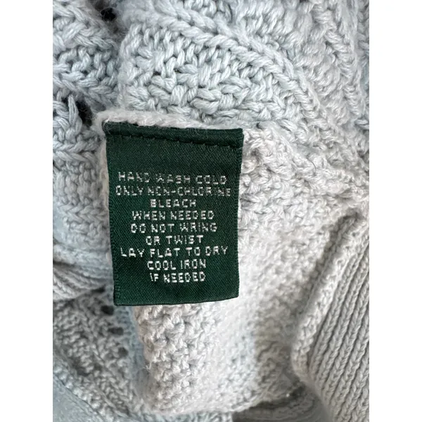 Lauren Ralph Lauren Linen‎ Cotton Cable Knit Shawl Collar Cardigan Blue Grey L - Image 4