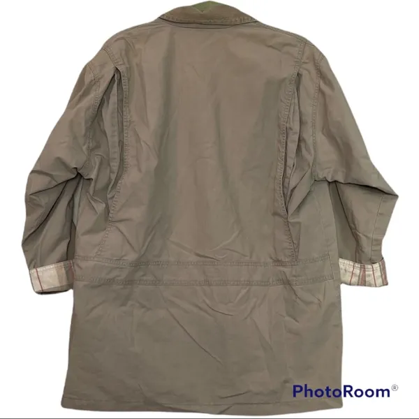 Eddie Bauer Women’s Oversized Beige Flannel Lined Field Jacket Size Small - Image 2
