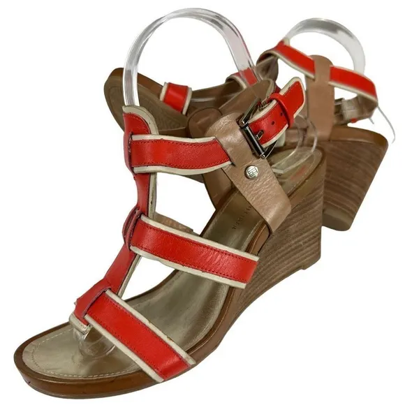 Tommy Hilfiger Women’s Leather Gladiator Wedge Sandals - Image 3