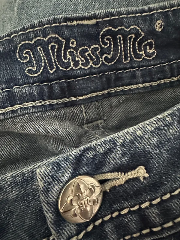 Miss Me Jeans Women's Blue Diamond Studded Pockets Y2K Bling Cowgirl - Image 7