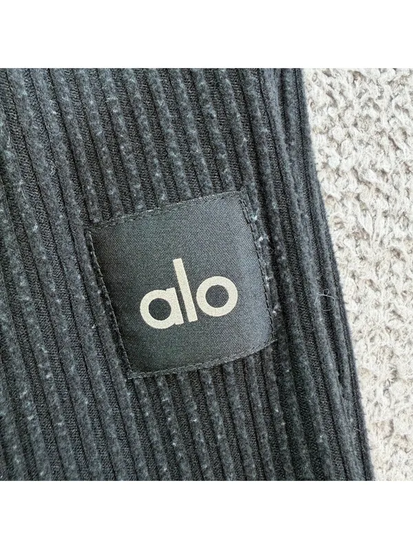 Alo Yoga Muse Ribbed Knit Jogger Sweatpants Black S Lounge Athleisure Cozy - Image 6
